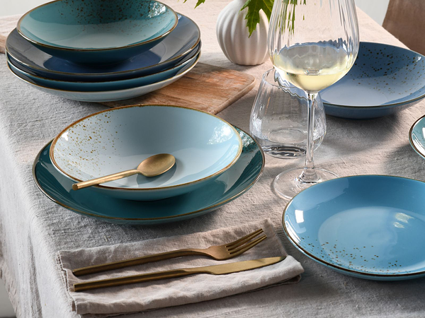 Tafelservice Nature Collection - Steinzeug - 12-teilig - Aqua