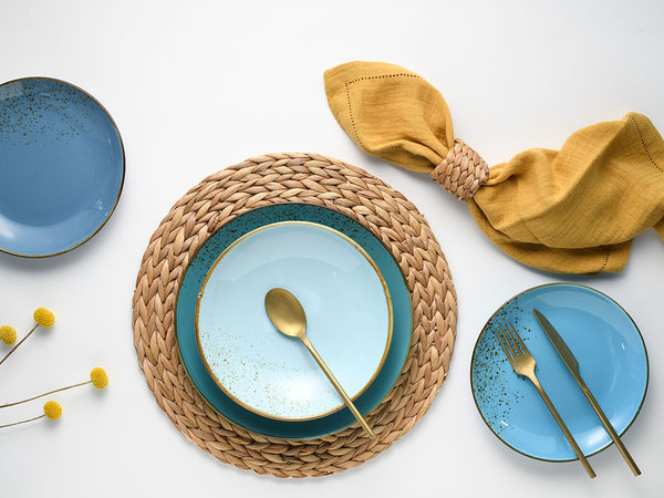 Tafelservice Nature Collection - Steinzeug - 12-teilig - Aqua