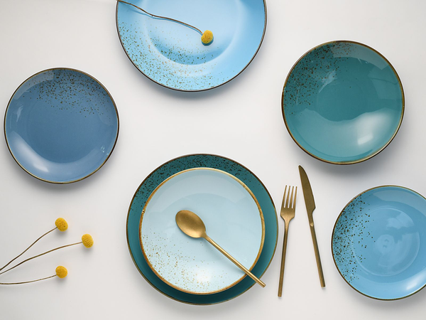 Tafelservice Nature Collection - Steinzeug - 12-teilig - Aqua