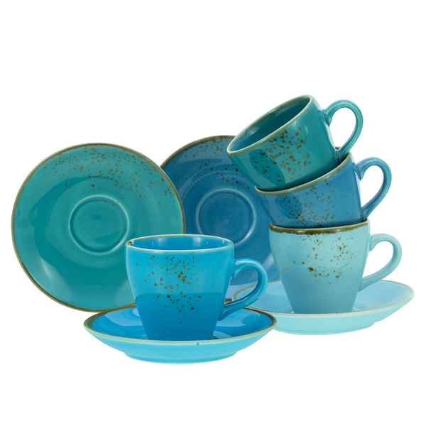 Espressotassen Nature Collection - Steinzeug - Aqua - 8-teilig - Aqua