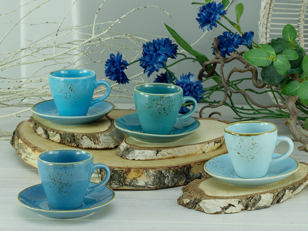 Espressotassen Nature Collection - Steinzeug - Aqua - 8-teilig - Aqua