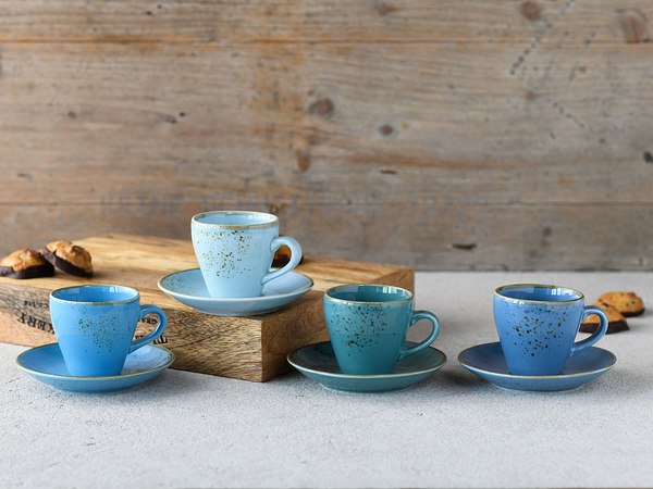 Espressotassen Nature Collection - Steinzeug - Aqua - 8-teilig - Aqua