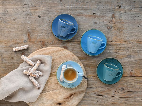 Espressotassen Nature Collection - Steinzeug - Aqua - 8-teilig - Aqua