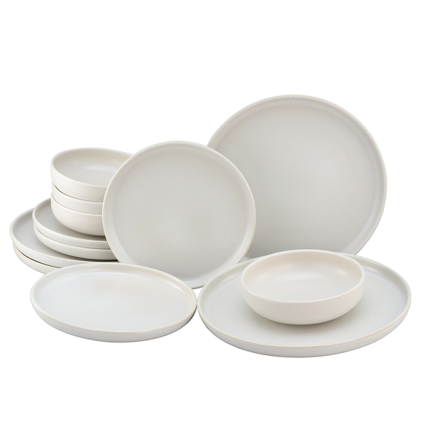 Tafelservice Uno - Steinzeug - 12-teilig - Weiß