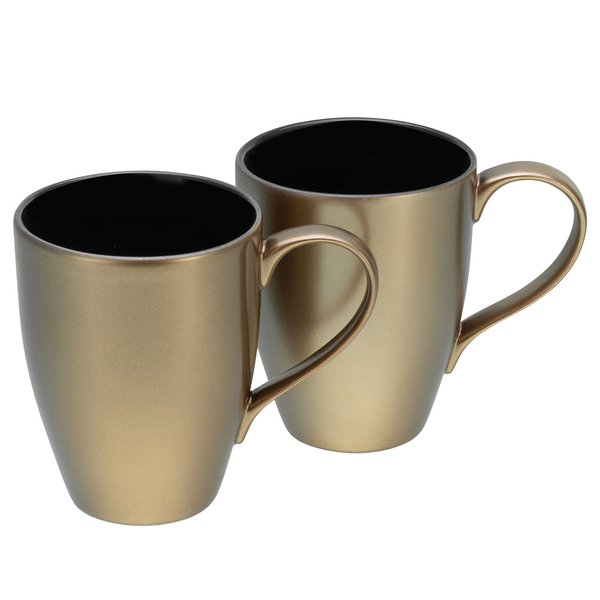Kaffeebecher Golden Days - Steinzeug - 2er-Set - Schwarz / Gold