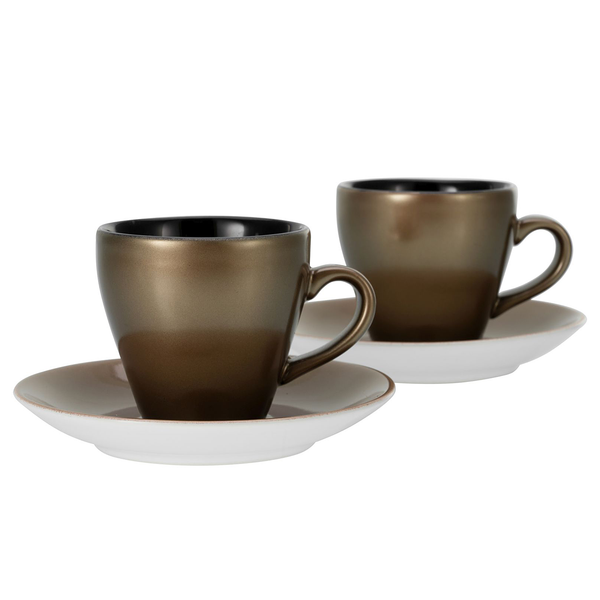 Espressotassen Golden Days - Steinzeug - 4er-Set - Schwarz / Gold - 4-teilig
