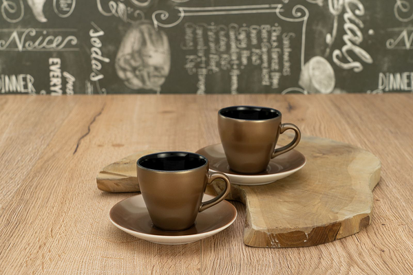Espressotassen Golden Days - Steinzeug - 4er-Set - Schwarz / Gold - 4-teilig