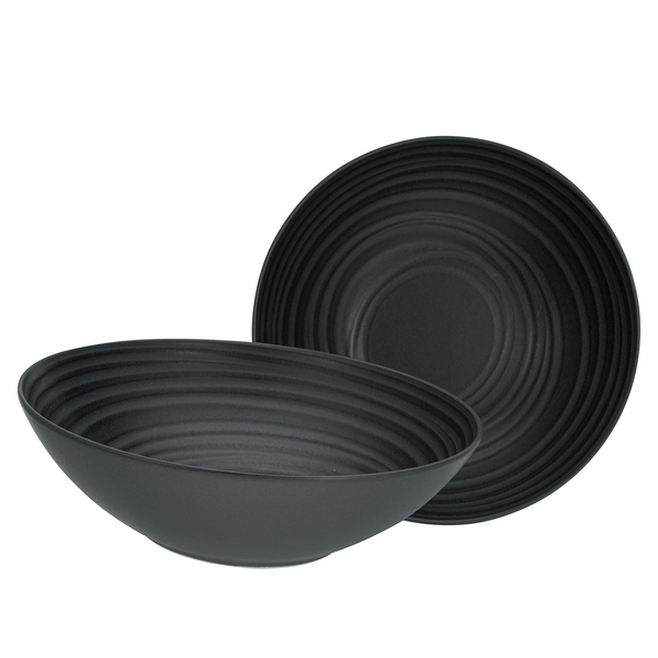 Salatschalen Lava Stone 2er-Set - Steinzeug - Schwarz