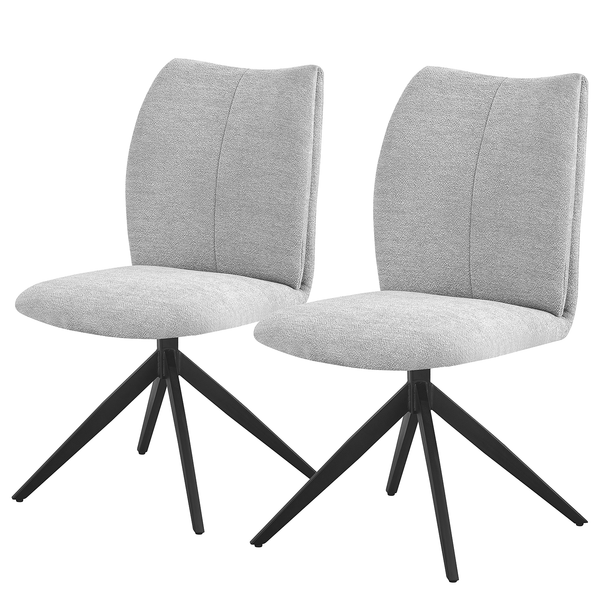 Polsterstuhl Terura 2er-Set - Chenille / Eisen - Hellgrau / Schwarz