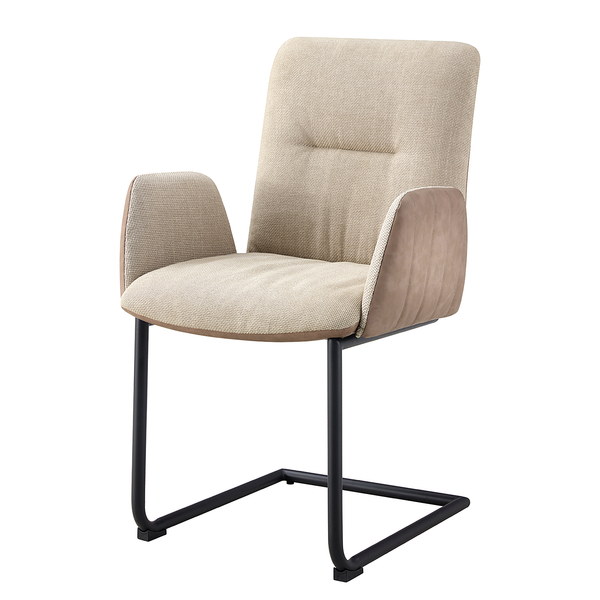 Freischwinger Wiema - Microfaser / Strukturstoff / Eisen - Beige / Schwarz