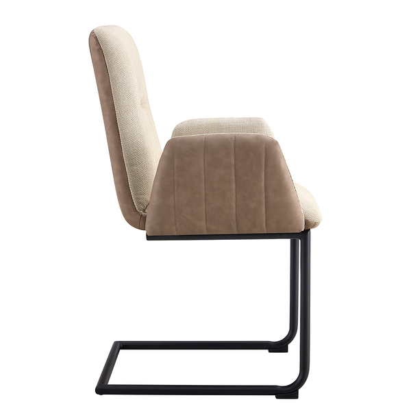 Freischwinger Wiema - Microfaser / Strukturstoff / Eisen - Beige / Schwarz