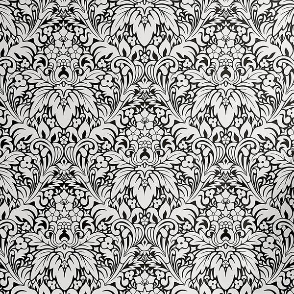 Tapete White Damask - PVC - Weiß / Schwarz - Höhe: 250 cm