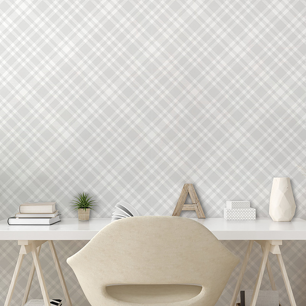 Tapete Neutral Color - PVC - Weiß / Hellgrau - Höhe: 180 cm