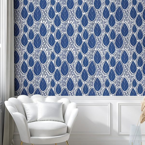 Tapete Abstract Typ A - PVC - Weiß / Blau - Höhe: 250 cm