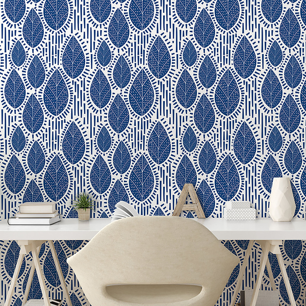 Tapete Abstract Typ A - PVC - Weiß / Blau - Höhe: 250 cm