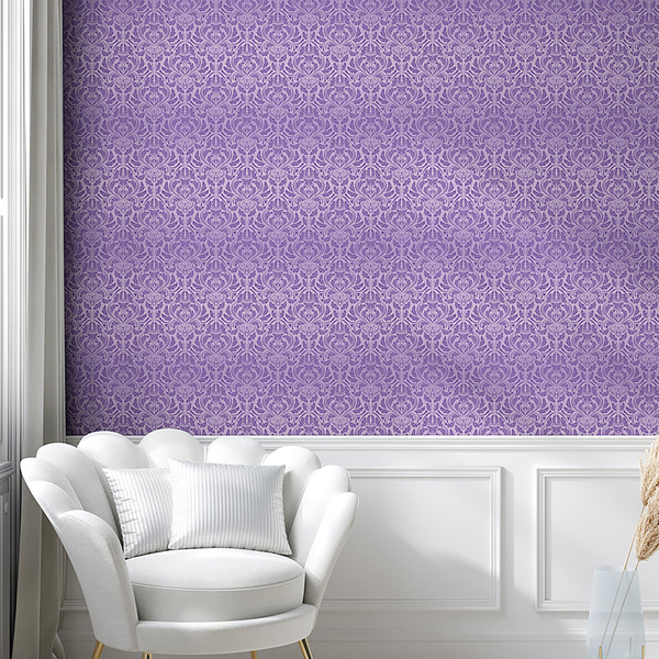 Tapete Ornament Leaf - PVC - Violett - Höhe: 180 cm
