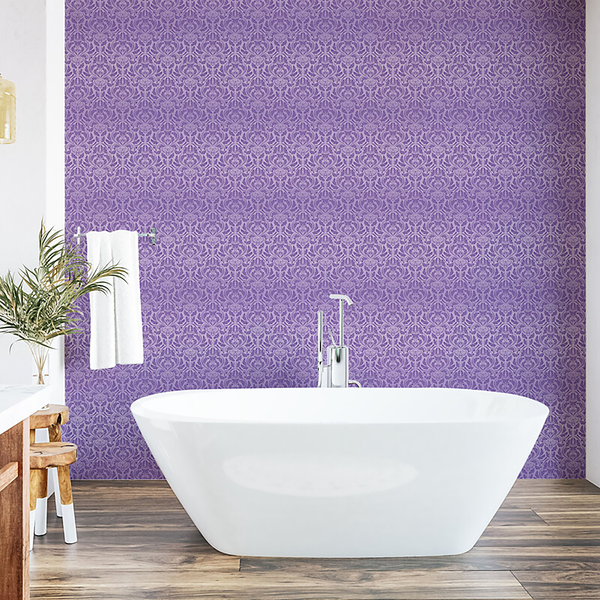 Tapete Ornament Leaf - PVC - Violett - Höhe: 180 cm