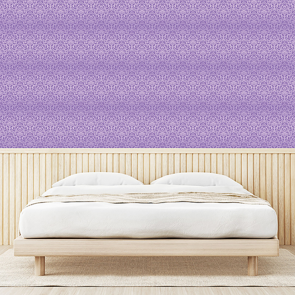 Tapete Ornament Leaf - PVC - Violett - Höhe: 180 cm