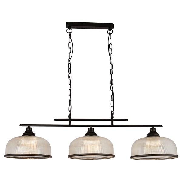 Pendelleuchte Highworth - Stahl / Glas - Schwarz - 3-flammig