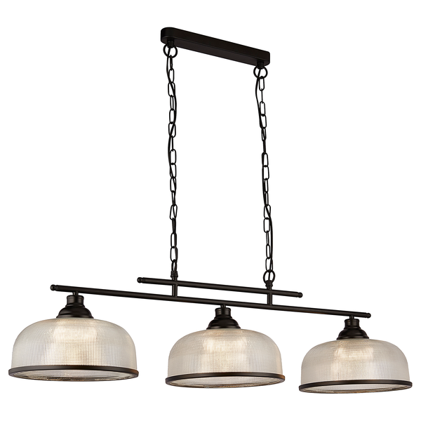 Pendelleuchte Highworth - Stahl / Glas - Schwarz - 3-flammig