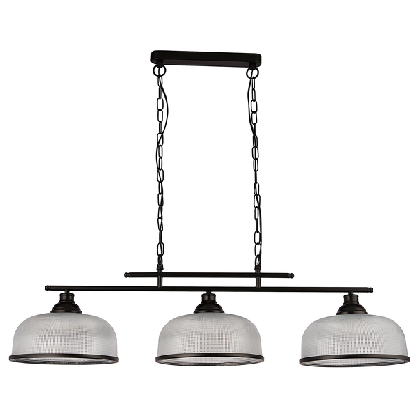 Pendelleuchte Highworth - Stahl / Glas - Schwarz - 3-flammig