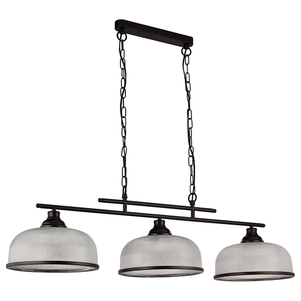 Pendelleuchte Highworth - Stahl / Glas - Schwarz - 3-flammig