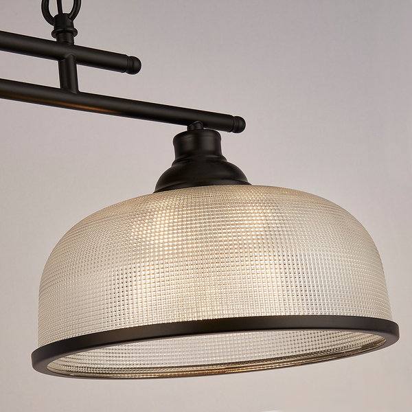 Pendelleuchte Highworth - Stahl / Glas - Schwarz - 3-flammig