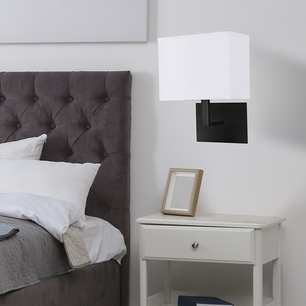 LED-Wandleuchte Hotel - Stahl / Mischgewebe - Schwarz - Flammenanzahl: 1