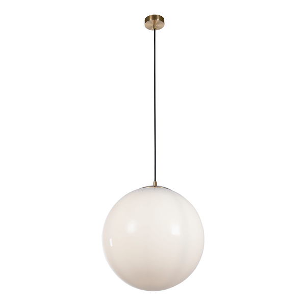 Pendelleuchte Atom 1-flammig - Opalglas / Stahl