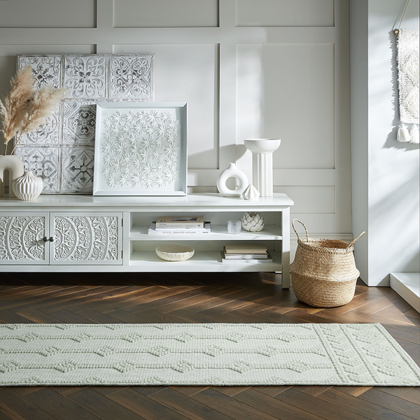 Läufer Shyla - Polypropylen / Chenille - Weiß - 60 x 240 cm - Waschbar