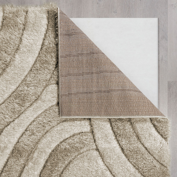 Hochflorteppich Velvet Carved - Recyceltes Polyester - Beige - 80 x 150 cm