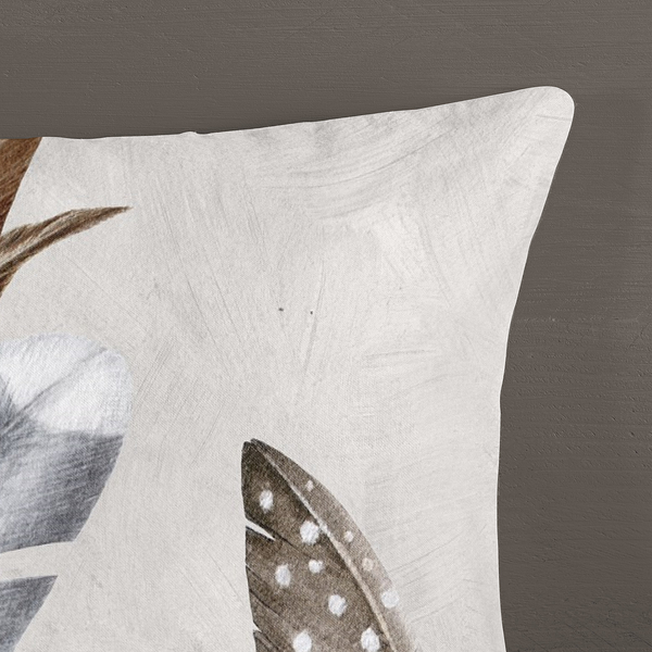 Biber-Bettwäsche Eina - Baumwolle - Beige / Grau - 155 x 220 cm + Kissen 80 x 80 cm