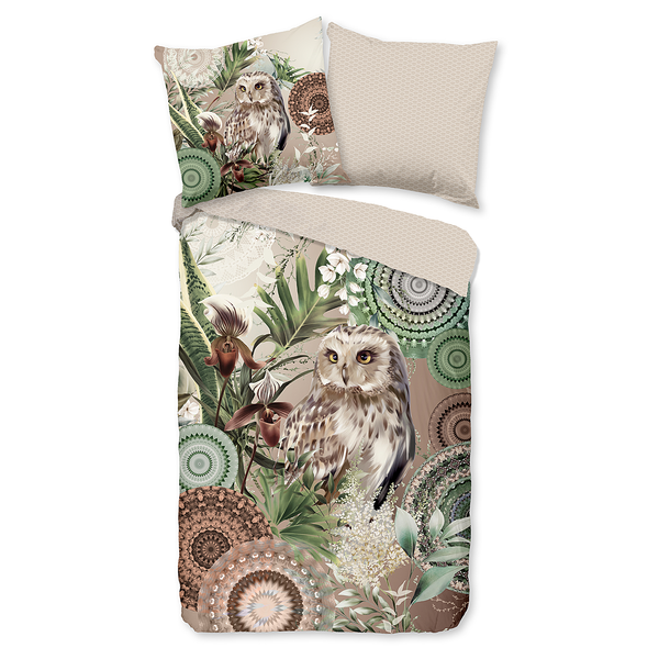 Biber-Bettwäsche Kirja - Baumwolle - Sand / Braun - 135 x 200 cm + Kissen 80 x 80 cm