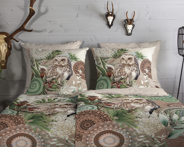 Biber-Bettwäsche Kirja - Baumwolle - Sand / Braun - 135 x 200 cm + Kissen 80 x 80 cm