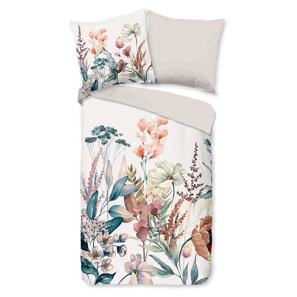 Biber-Bettwäsche Aime - Baumwolle - Beige - 135 x 200 cm + Kissen 80 x 80 cm