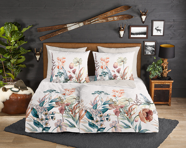 Biber-Bettwäsche Aime - Baumwolle - Beige - 135 x 200 cm + Kissen 80 x 80 cm