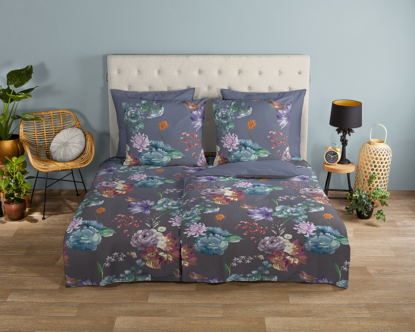 Renforce-Bettwäsche Quinn - Baumwolle - Flieder - 155 x 220 cm + Kissen 80 x 80 cm