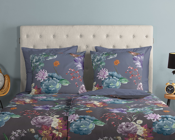 Renforce-Bettwäsche Quinn - Baumwolle - Flieder - 155 x 220 cm + Kissen 80 x 80 cm