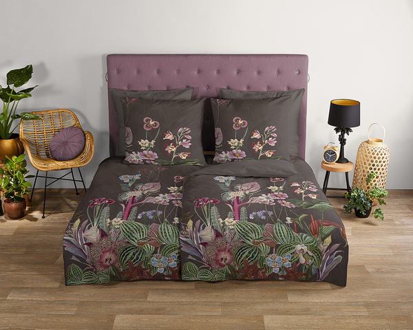 Renforce-Bettwäsche Phoebe - Baumwolle - Braun - 135 x 200 cm + Kissen 80 x 80 cm