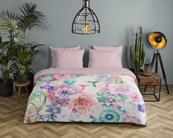 Mako-Satin-Bettwäsche Isaye - Baumwolle - Rosa - 140 x 200 cm + Kissen 90 x 70 cm