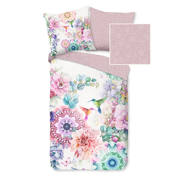 Mako-Satin-Bettwäsche Isaye - Baumwolle - Rosa - 135 x 200 cm + Kissen 80 x 80 cm