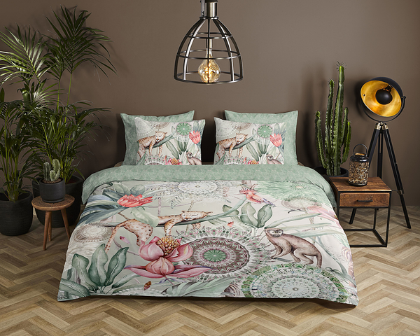 Mako-Satin-Bettwäsche Wayan - Baumwolle - Mintgrün - 240 x 200/220 cm + 2 Kissen 70 x 60 cm