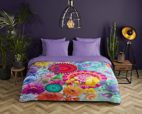 Mako-Satin-Bettwäsche Vitori - Baumwolle - Mehrfarbig - 140 x 200 cm + Kissen 90 x 70 cm