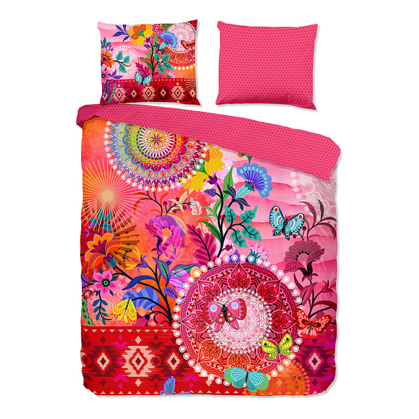 Mako-Satin-Bettwäsche Giselah - Baumwolle - Pink - 200 x 200/220 cm + 2 Kissen 70 x 60 cm
