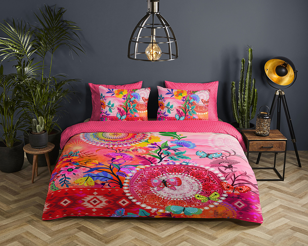 Mako-Satin-Bettwäsche Giselah - Baumwolle - Pink - 200 x 200/220 cm + 2 Kissen 70 x 60 cm