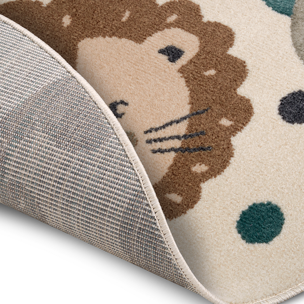 Kinderteppich Animal Party - Jute / Polypropylen - Beige - Durchmesser: 100 cm