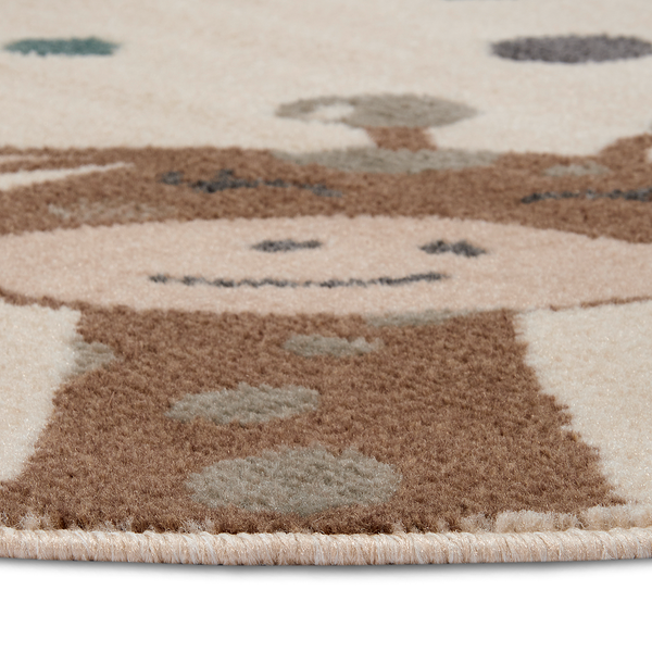 Kinderteppich Animal Party - Jute / Polypropylen - Beige - Durchmesser: 100 cm