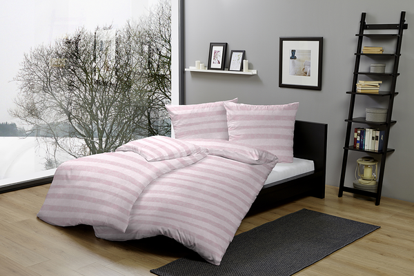 Feinbiber-Bettwäsche Zerrenda - Baumwolle - Pink - 135 x 200 cm