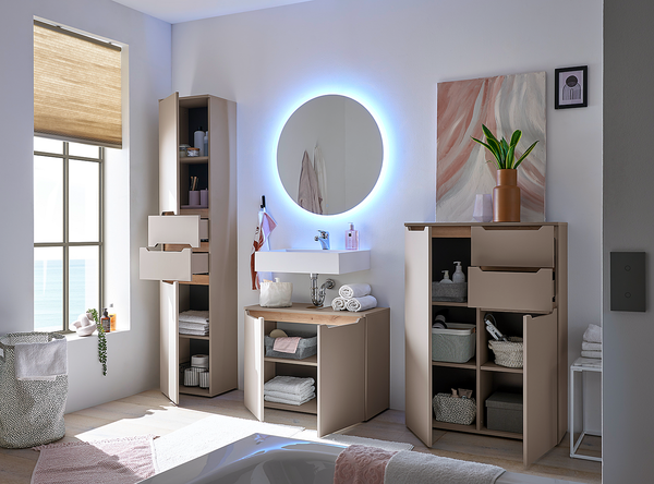 Waschbeckenunterschrank TAULO - Taupe / Eiche Artisan Dekor - Taupe