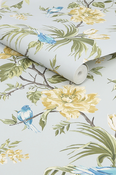 Vliestapete Birds & Bloom - Vlies - Hellblau